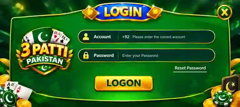 Login process of 3 Patti Pakistan